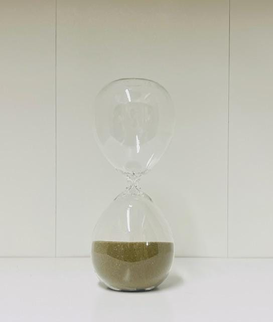 Sands of Time set-Hourglass, MCM wood candle holder, wooden acorn, color coordinated books