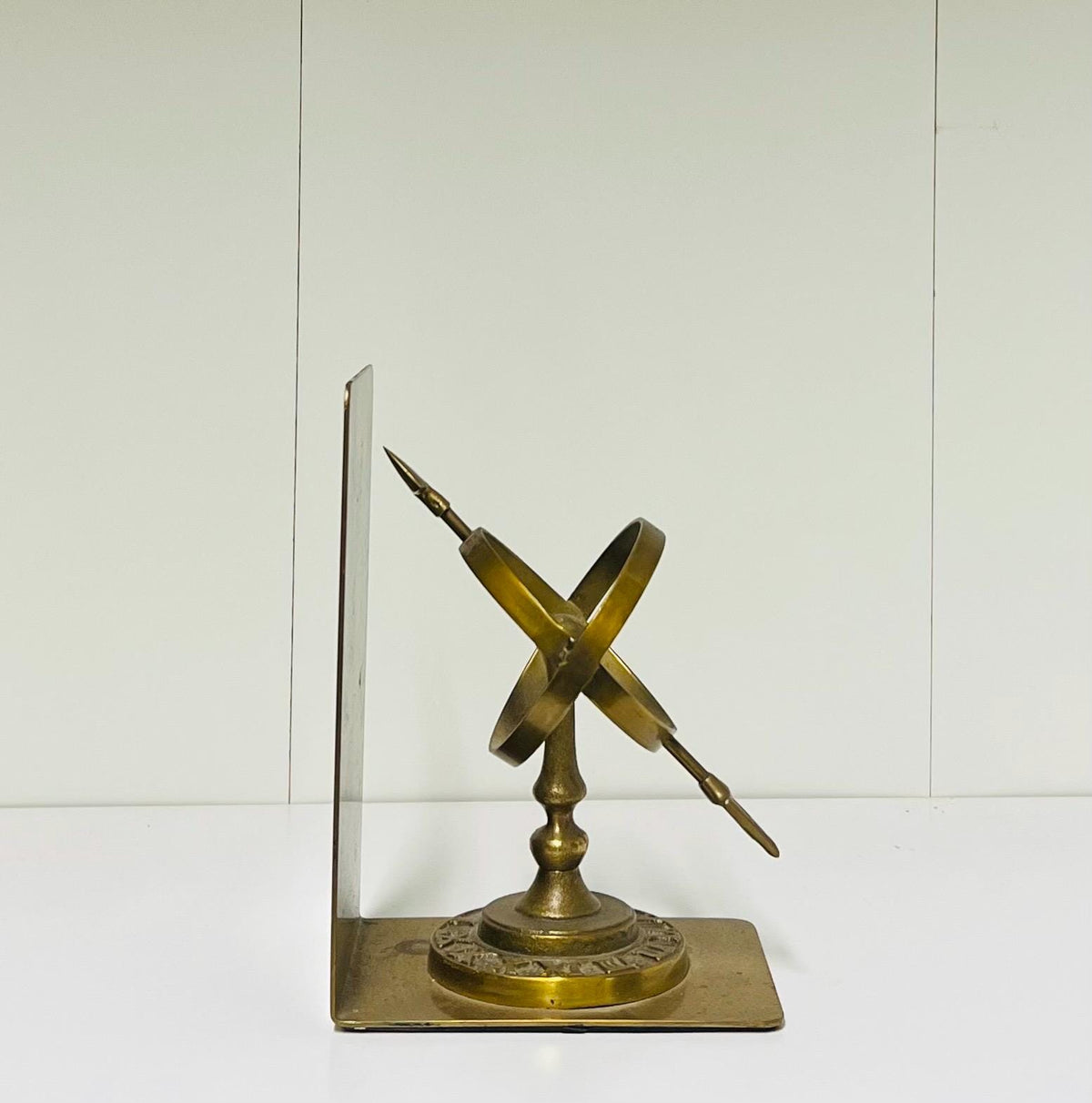 Autumn Leaves set-. Brass bookend, celestial sphere, candle, midcentury modern, fall art