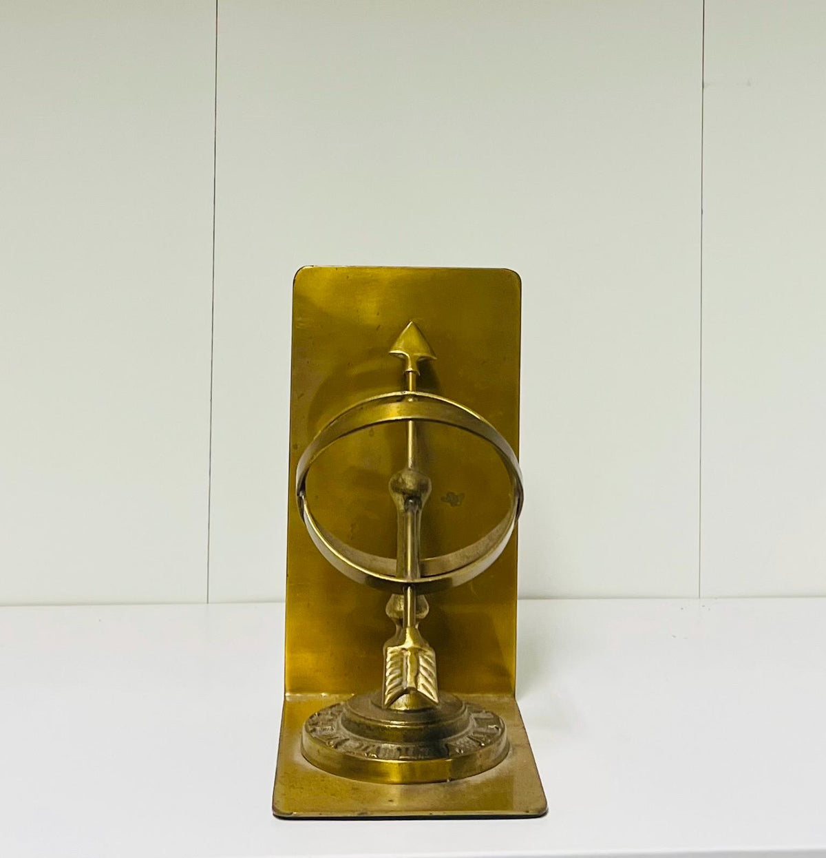 Autumn Leaves set-. Brass bookend, celestial sphere, candle, midcentury modern, fall art